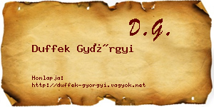 Duffek Györgyi névjegykártya